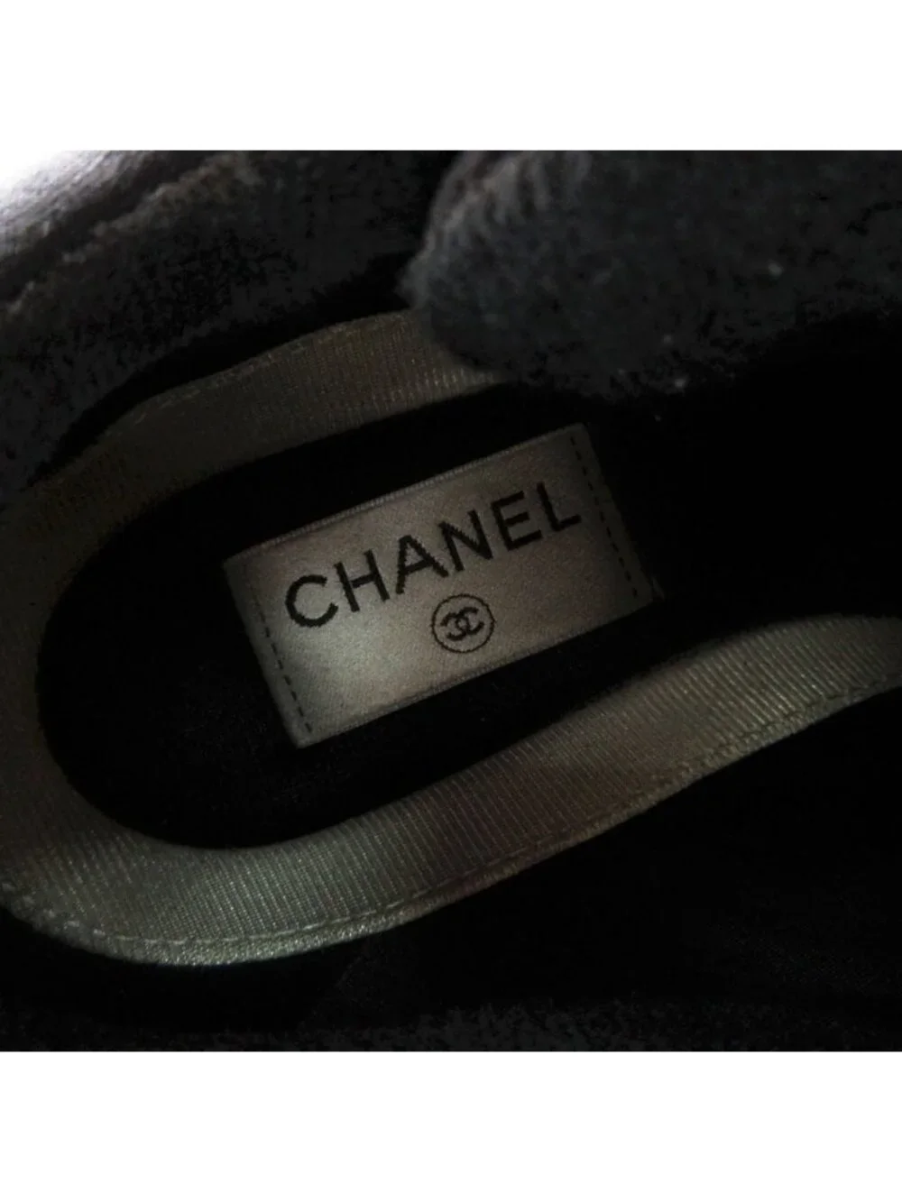 Chanel Sneakers Suede Leather Shoes CC Logo Black